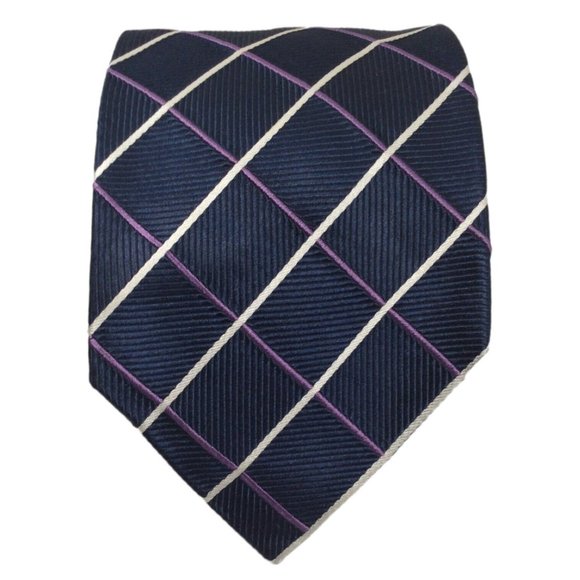 DIOR Blue Plaids & Checks Silk Tie Made In Italy 61"/3".1/2 EX COND - Picture 1 of 9